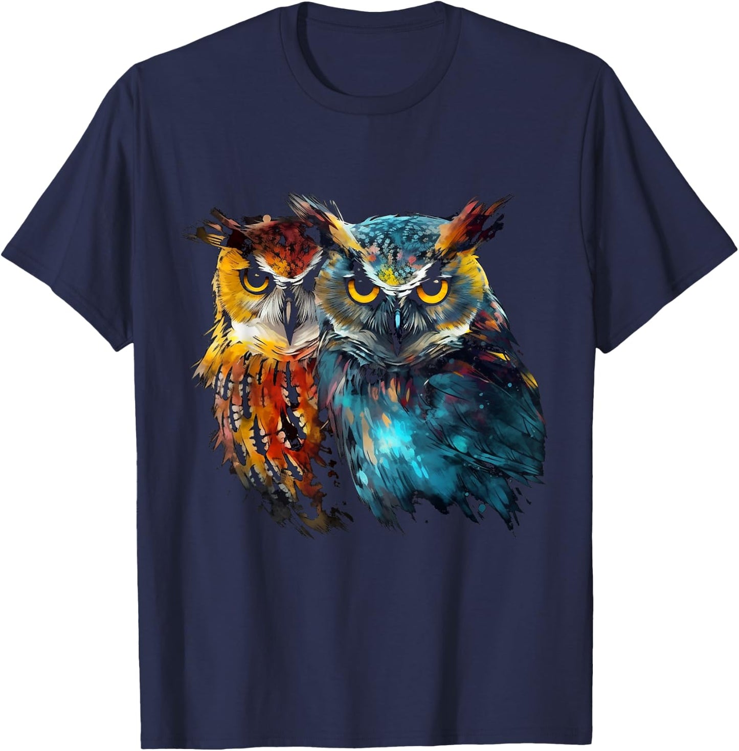 Owl Art - Animal Artwork Bird Owl T-Shirt - T-Shirt | Navy