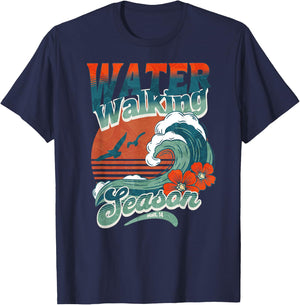 Water Walking Season Christian Hawaiian Wave Bible Faith T-Shirt - T-Shirt | Navy