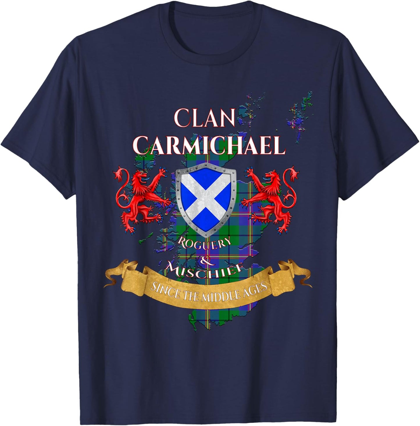 Carmichael Scottish Family Clan Middle Ages Mischief T-Shirt - T-Shirt | Navy