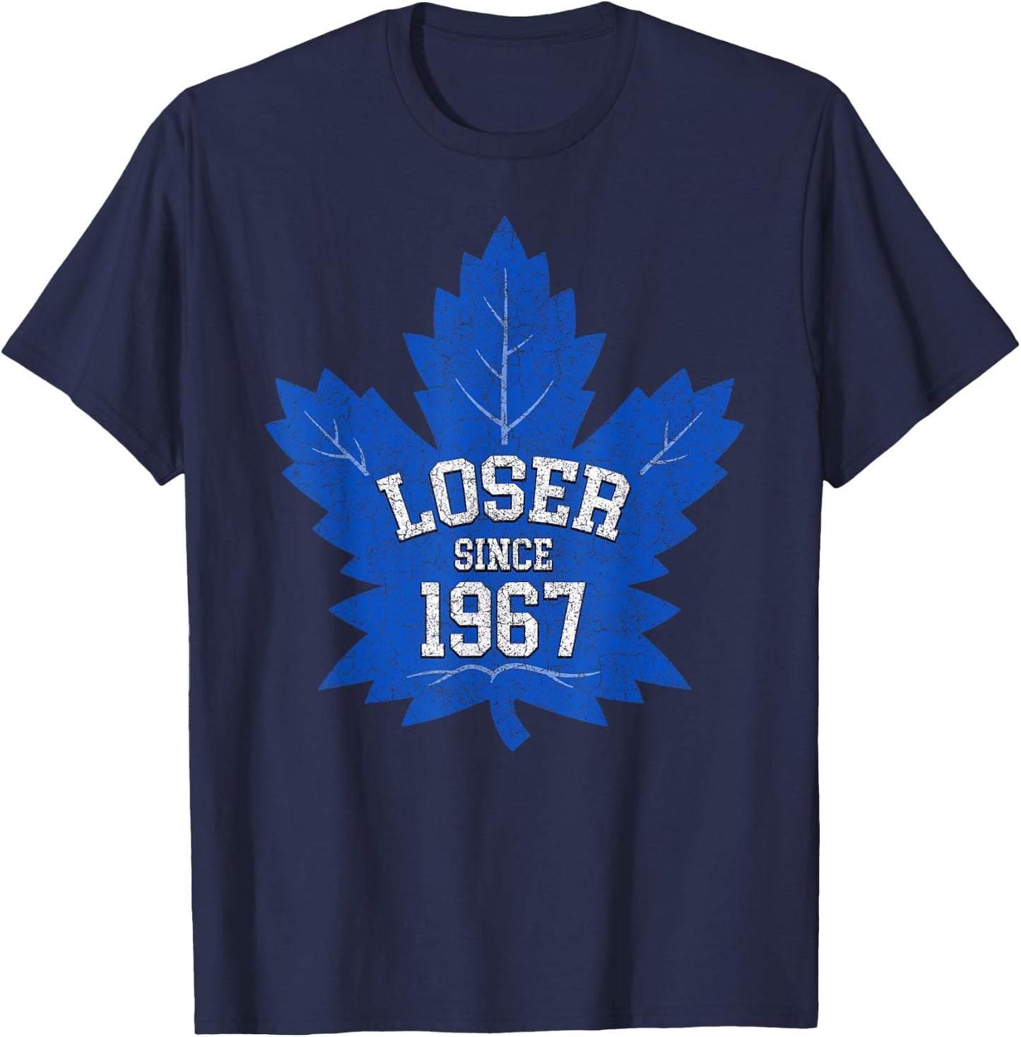 Loser Since 1967 Maple Tree Leaves Blue T-Shirt - T-Shirt | Navy
