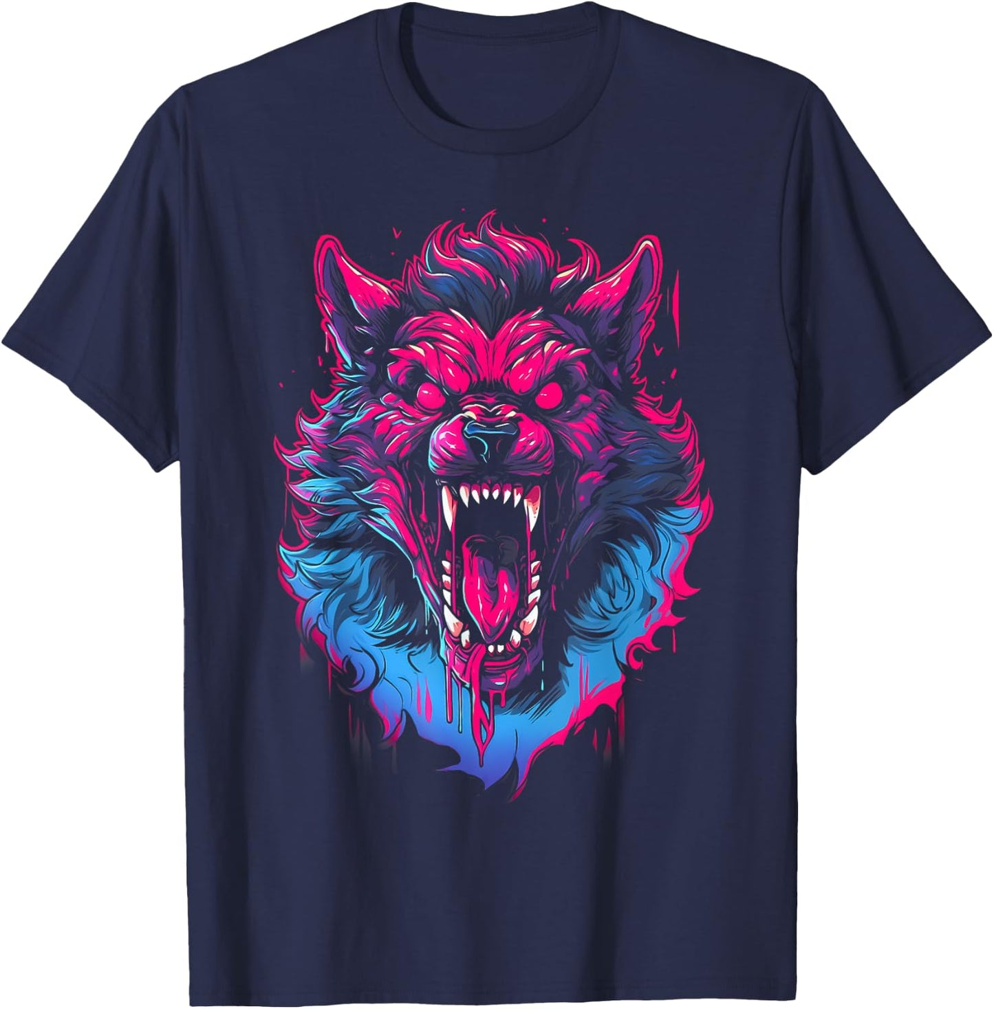 Horror Werewolf Head Halloween Mythology Wolf Shifter Lycan T-Shirt - T-Shirt | Navy