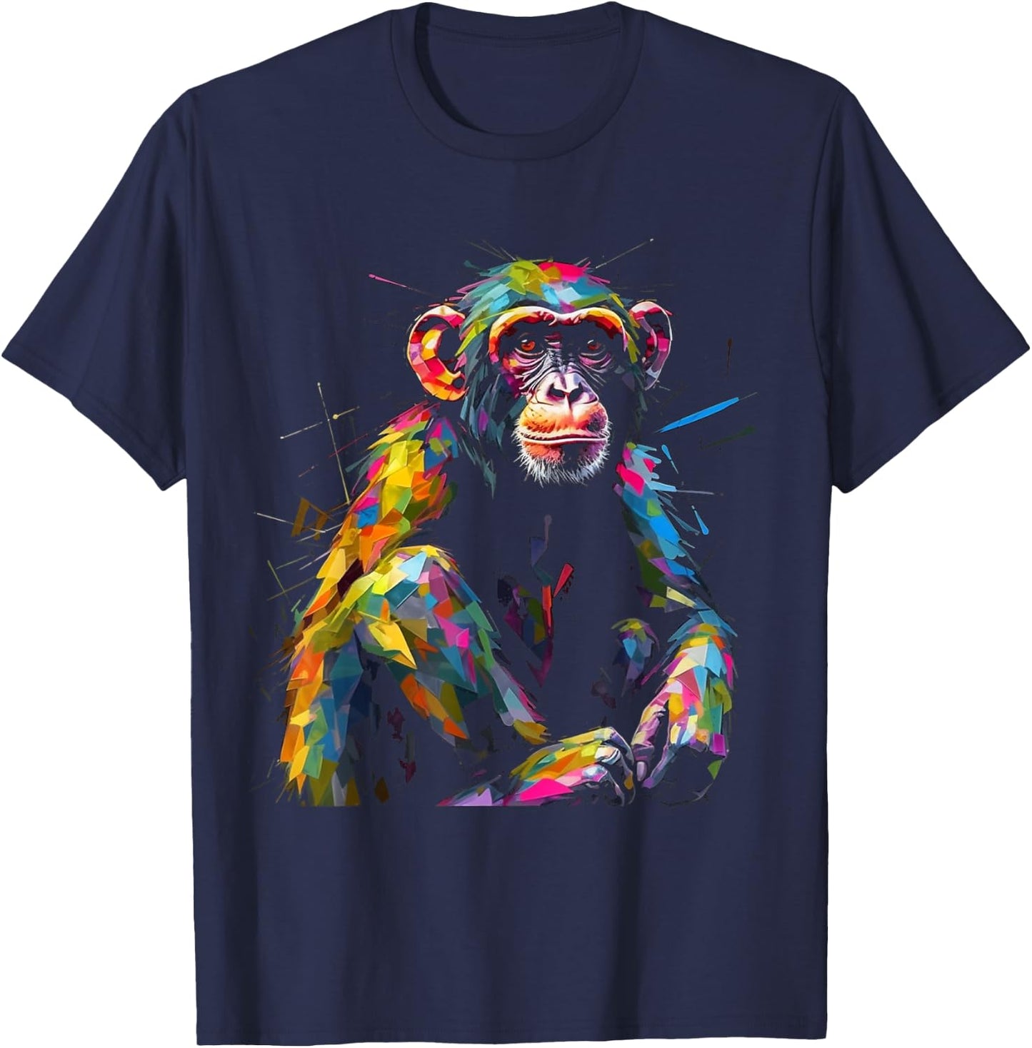 Monkey Animal Zoo Colourful Animal Motif Art Monkey T-Shirt - T-Shirt | Navy