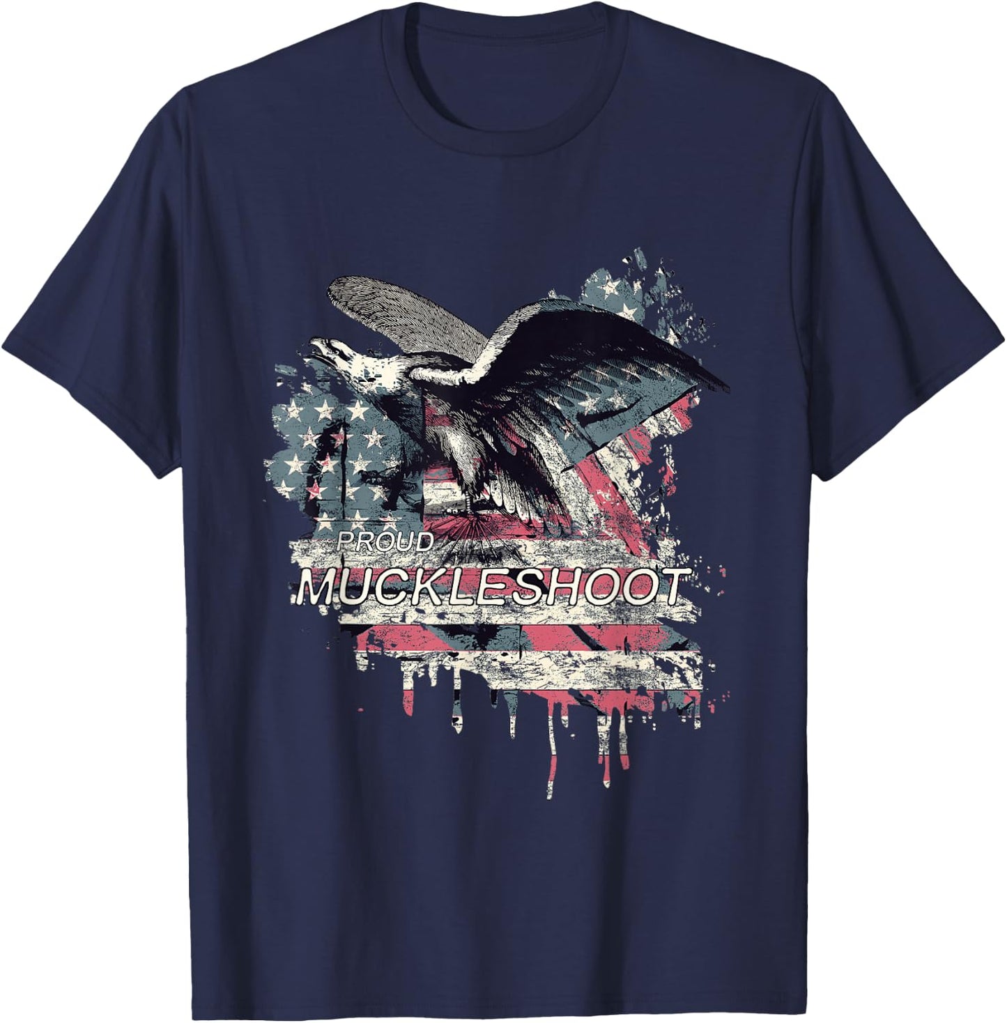 Muckleshoot American Indian Tribe Old theme USA Flag Eagle T-Shirt - T-Shirt | Navy