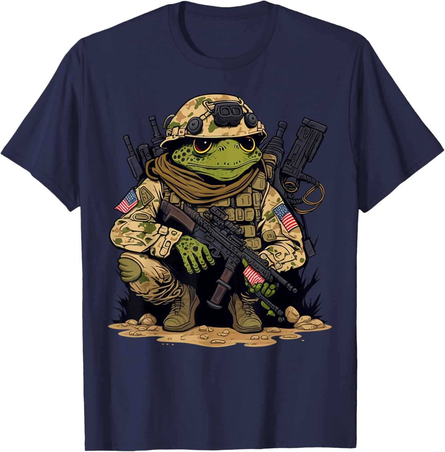 Soldier Frog Army Military Frog T-Shirt - T-Shirt | Navy