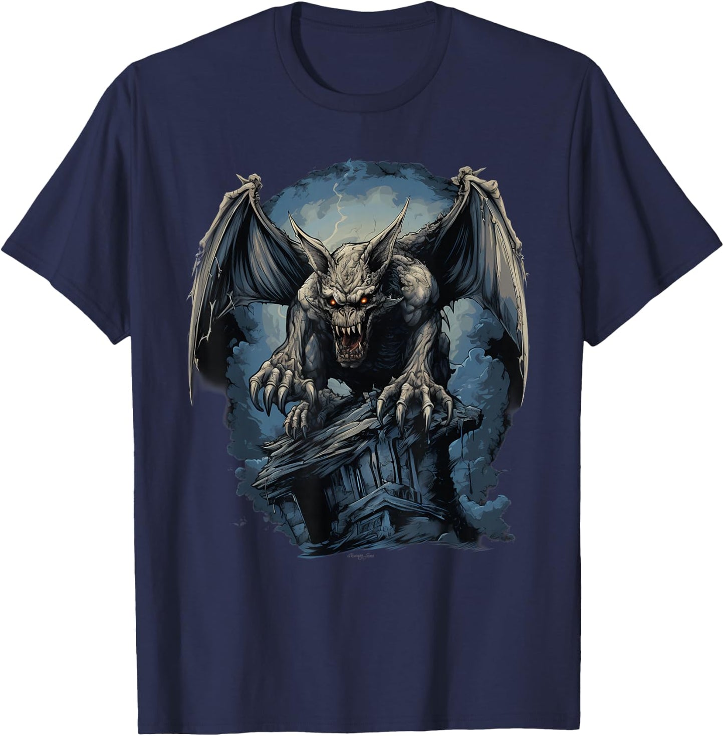 Retro Style Gargoyle T-Shirt - T-Shirt | Navy