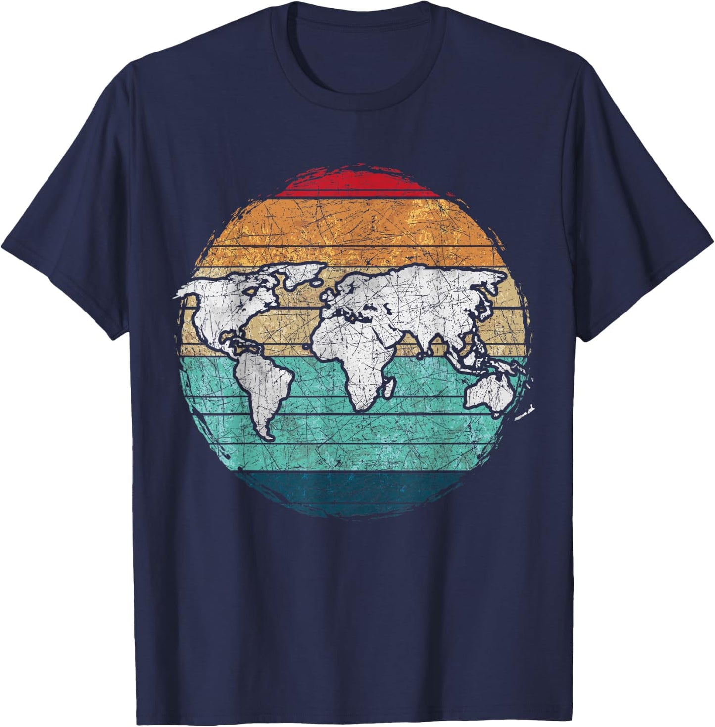 Retro World Map T-Shirt - T-Shirt | Navy