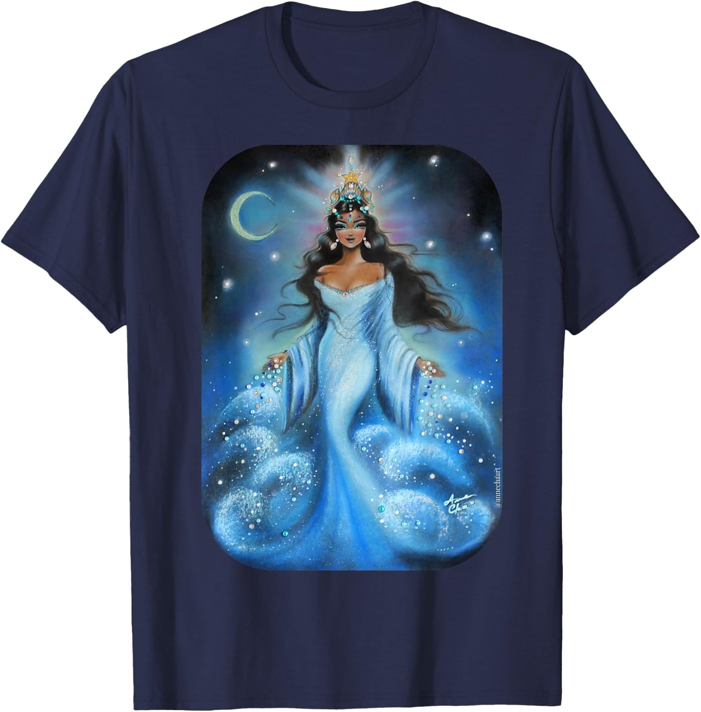 IEMANJA Goddess of Sea Yemaya, Orisha, Umbanda, Ocean Queen T-Shirt - T-Shirt | Navy
