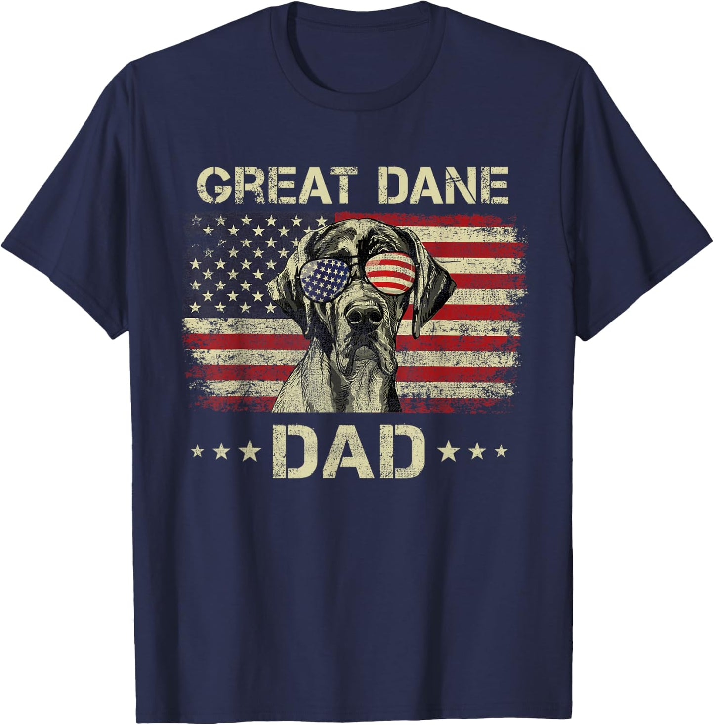 Great Dane Dad Dog Lovers American Flag 4th Of July T-Shirt - T-Shirt | Navy