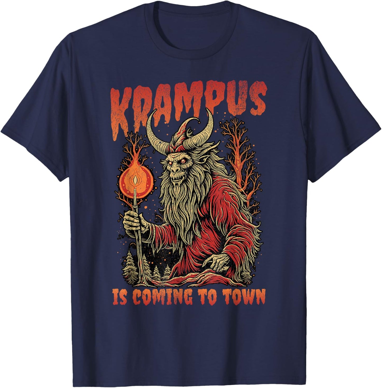 Christmas Krampus Is Coming Hail Santa Clothing T-Shirt - T-Shirt | Navy