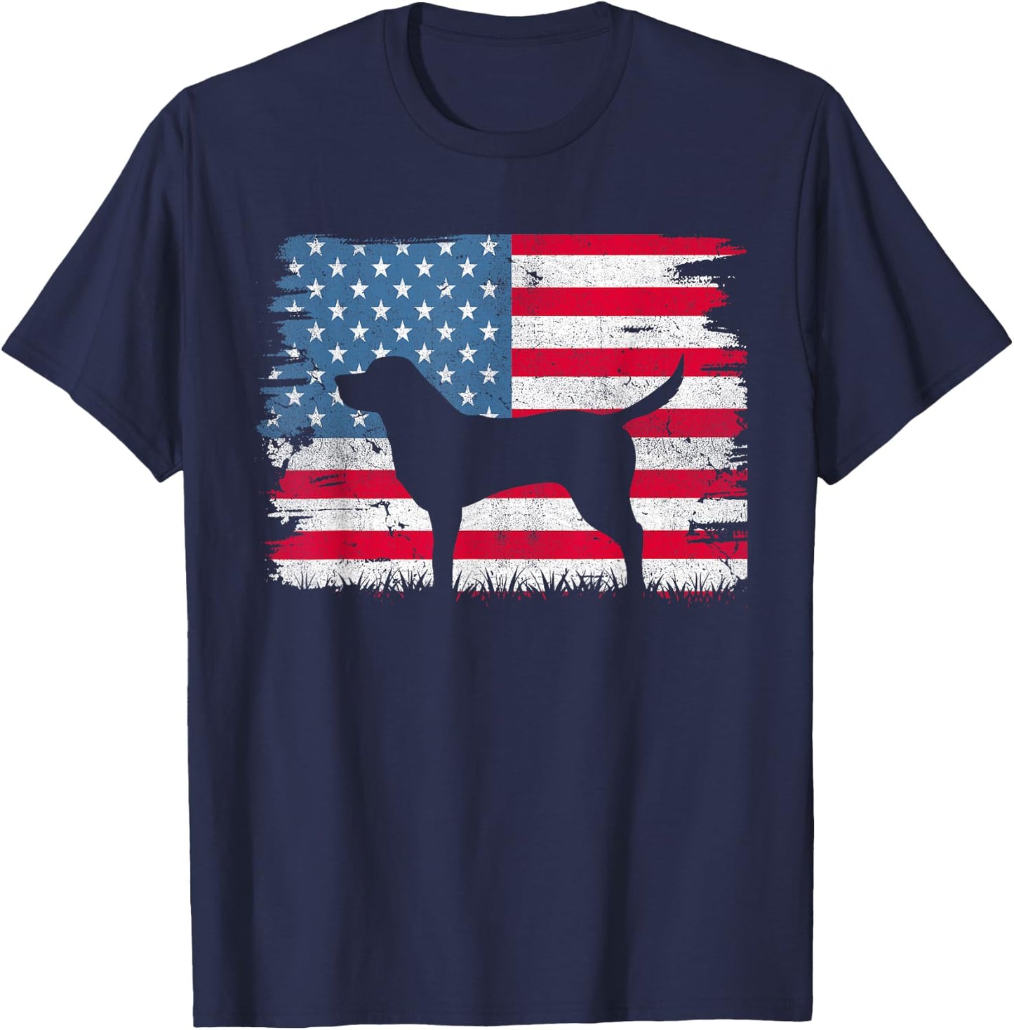 Black Labrador American Flag USA 4th of July Men Women Kids T-Shirt - T-Shirt | Navy