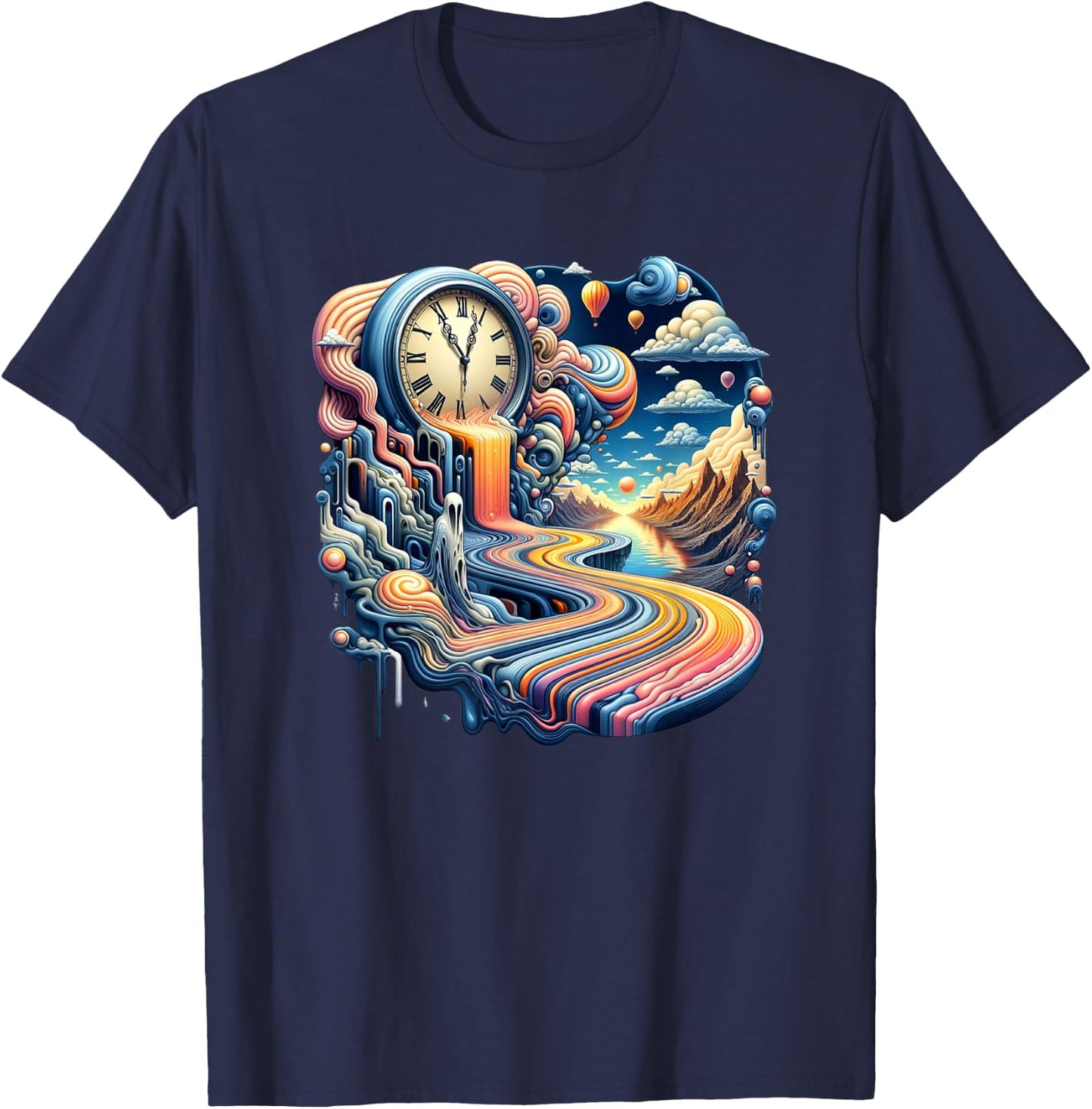 Surrealist Clocks Artwork Stunning Classic Artist Design T-Shirt - T-Shirt | Navy