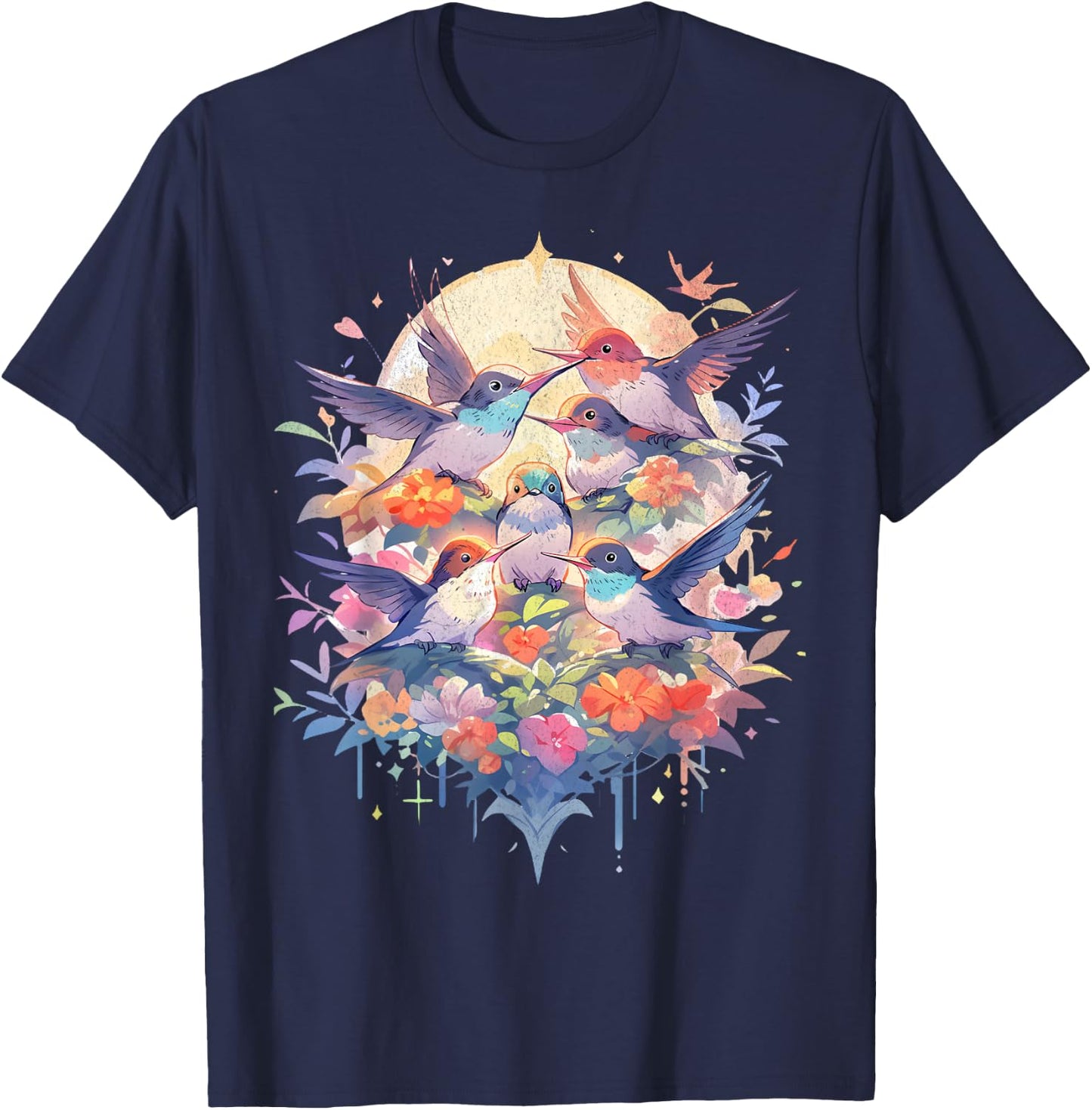 Beautiful Hummingbirds Bird Watching Earth Day Nature Lovers T-Shirt - T-Shirt | Navy