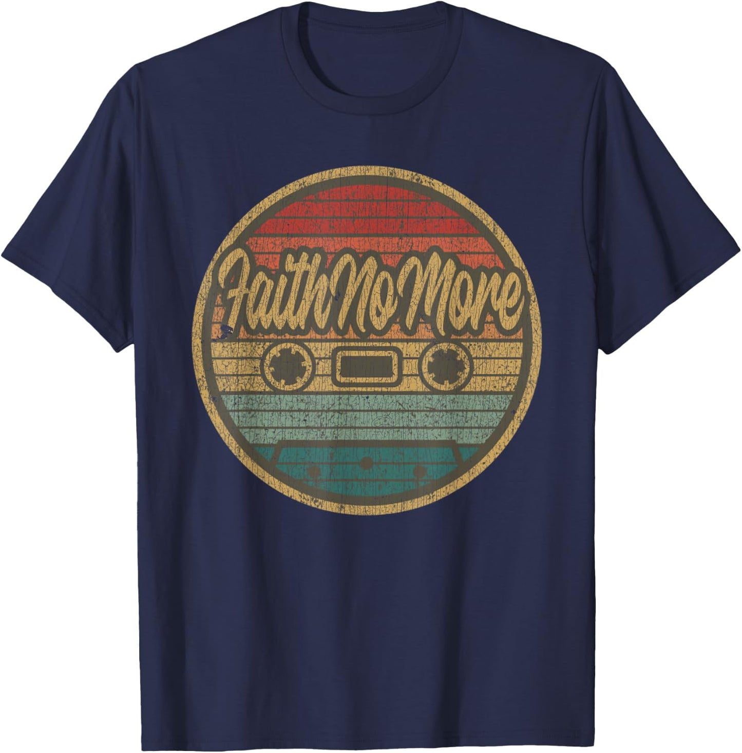 Vintage Faith No More Cassette Retro Circle Musician T-Shirt - T-Shirt | Navy