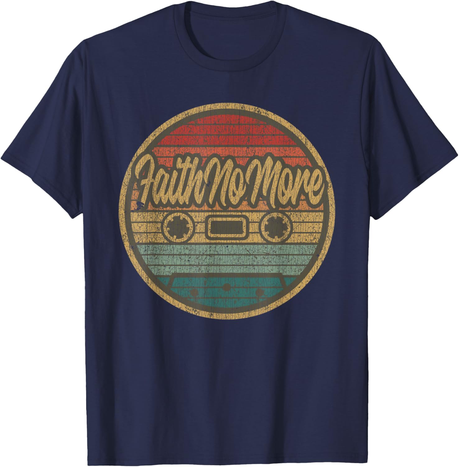 Vintage Faith No More Cassette Retro Circle Musician T-Shirt - T-Shirt | Navy