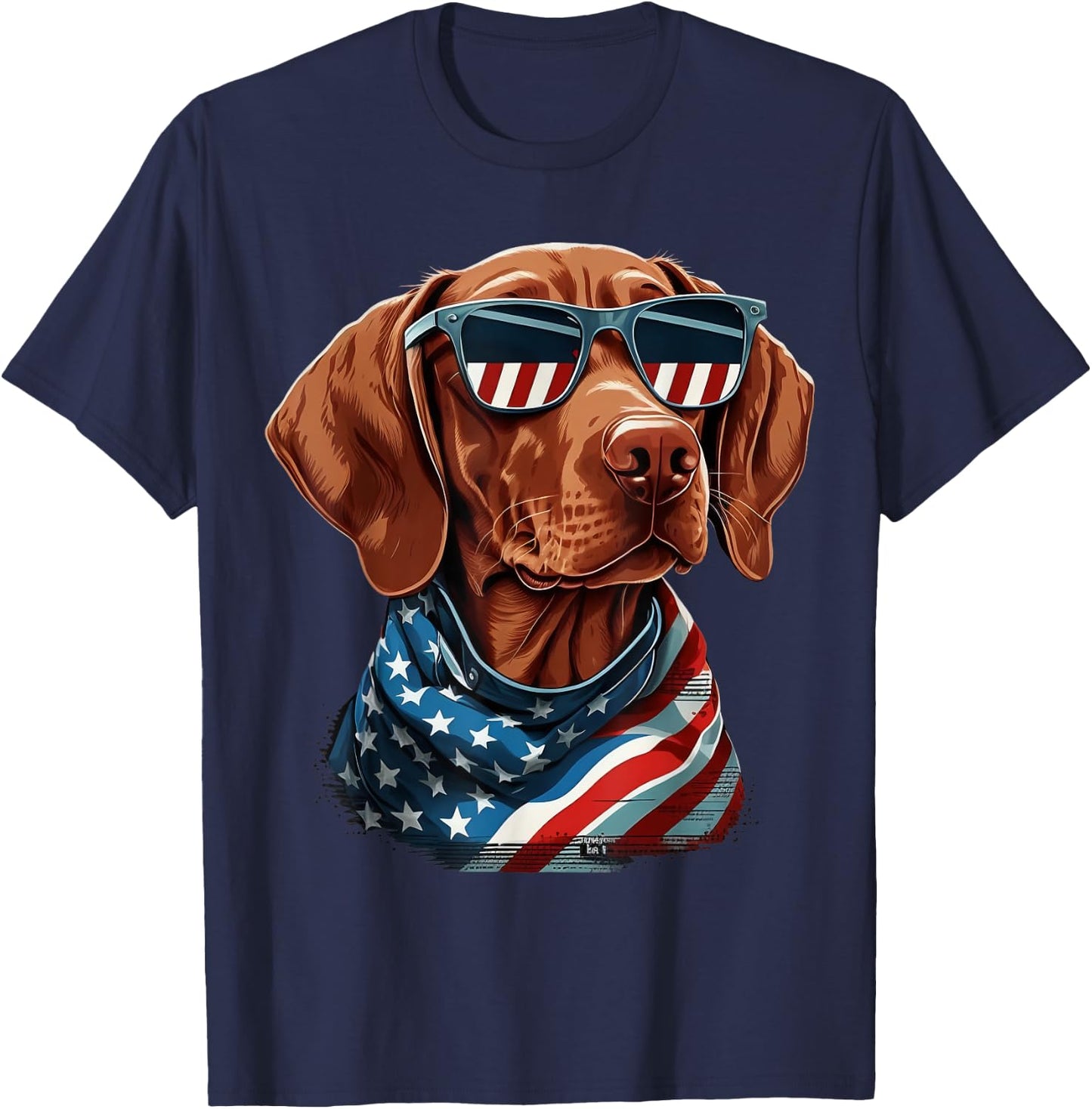 USA 4th Of July Vizsla on Patriotic American Vizsla Kids Men T-Shirt - T-Shirt | Navy