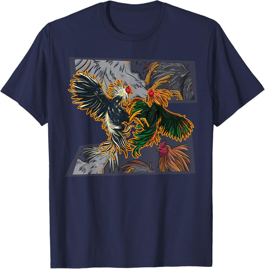 Halloween Dia De Los Muertos Sugar Skull Calavera Fighting Rooster Chicken Chinese Zodiac Pride & Brave -Adults Black Small T-Shirt - T-Shirt | Navy