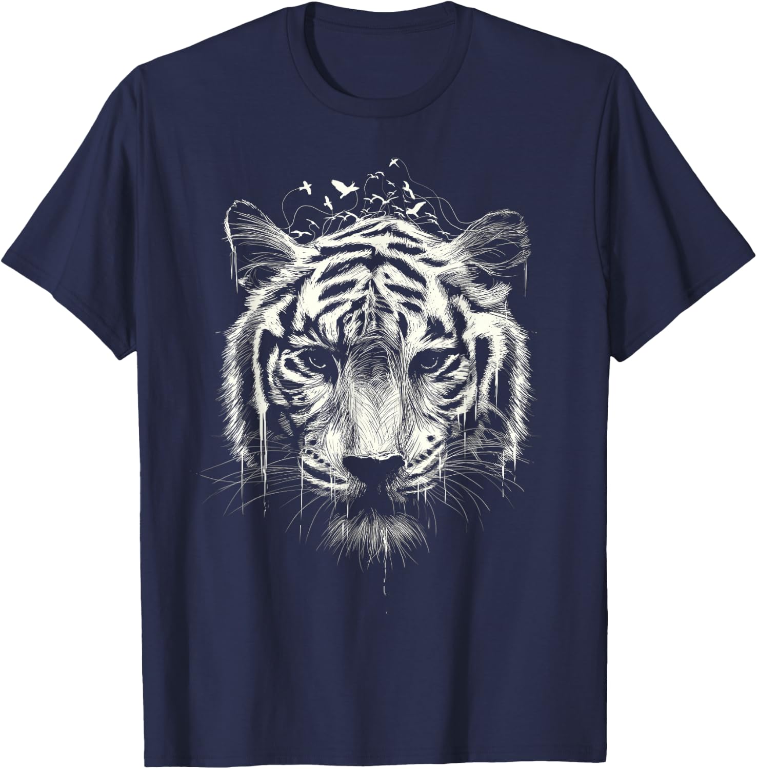 Bengal Tiger Graphic Nature Animal Wildlife Art Vintage T-Shirt - T-Shirt | Navy