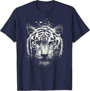 Bengal Tiger Graphic Nature Animal Wildlife Art Vintage T-Shirt - T-Shirt | Navy