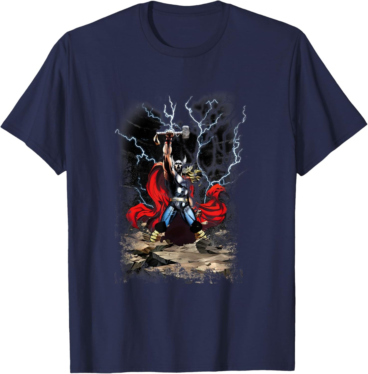 Marvel Comics Retro Classic Thor Lightning God Portrait T-Shirt - T-Shirt | Navy