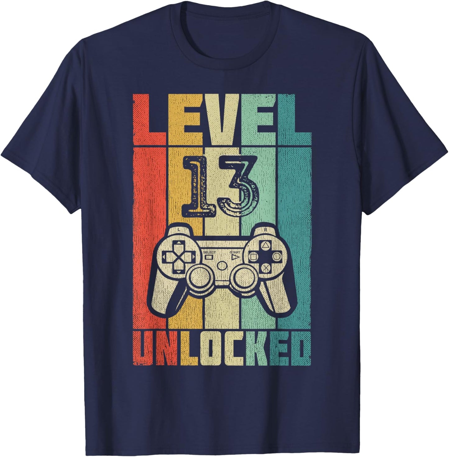 Level 13 Unlocked 13th Birthday Gift T-Shirt - T-Shirt | Navy