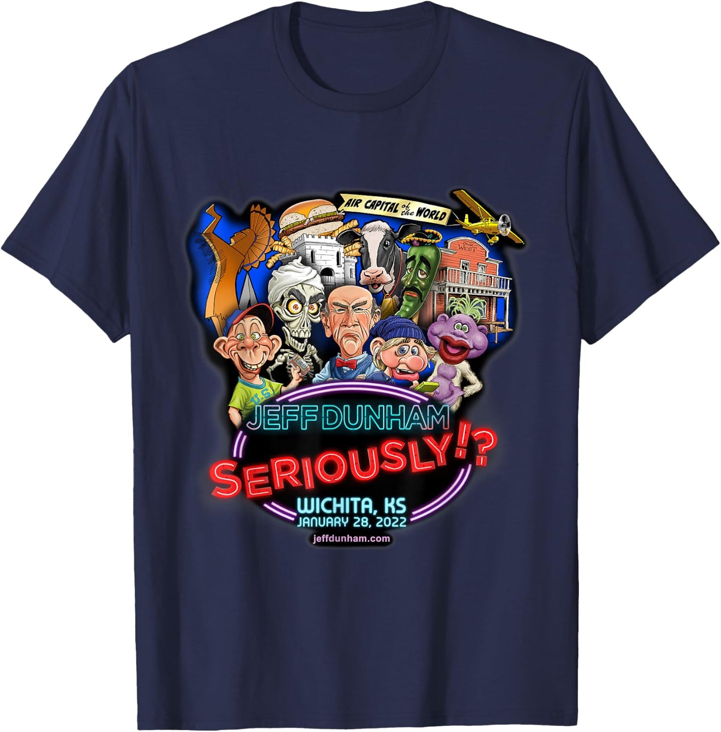 Jeff Dunham Wichita, KS T-Shirt - T-Shirt | Navy