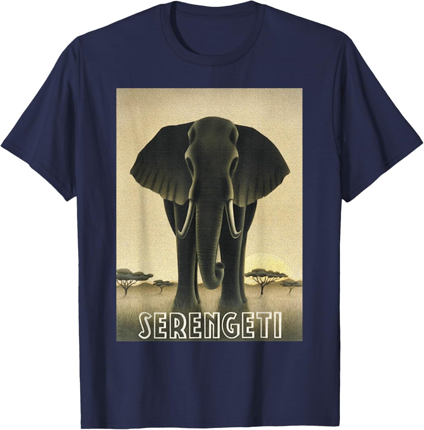 Africa Serengeti Tanzania Majestic African Elephant T-Shirt - T-Shirt | Navy