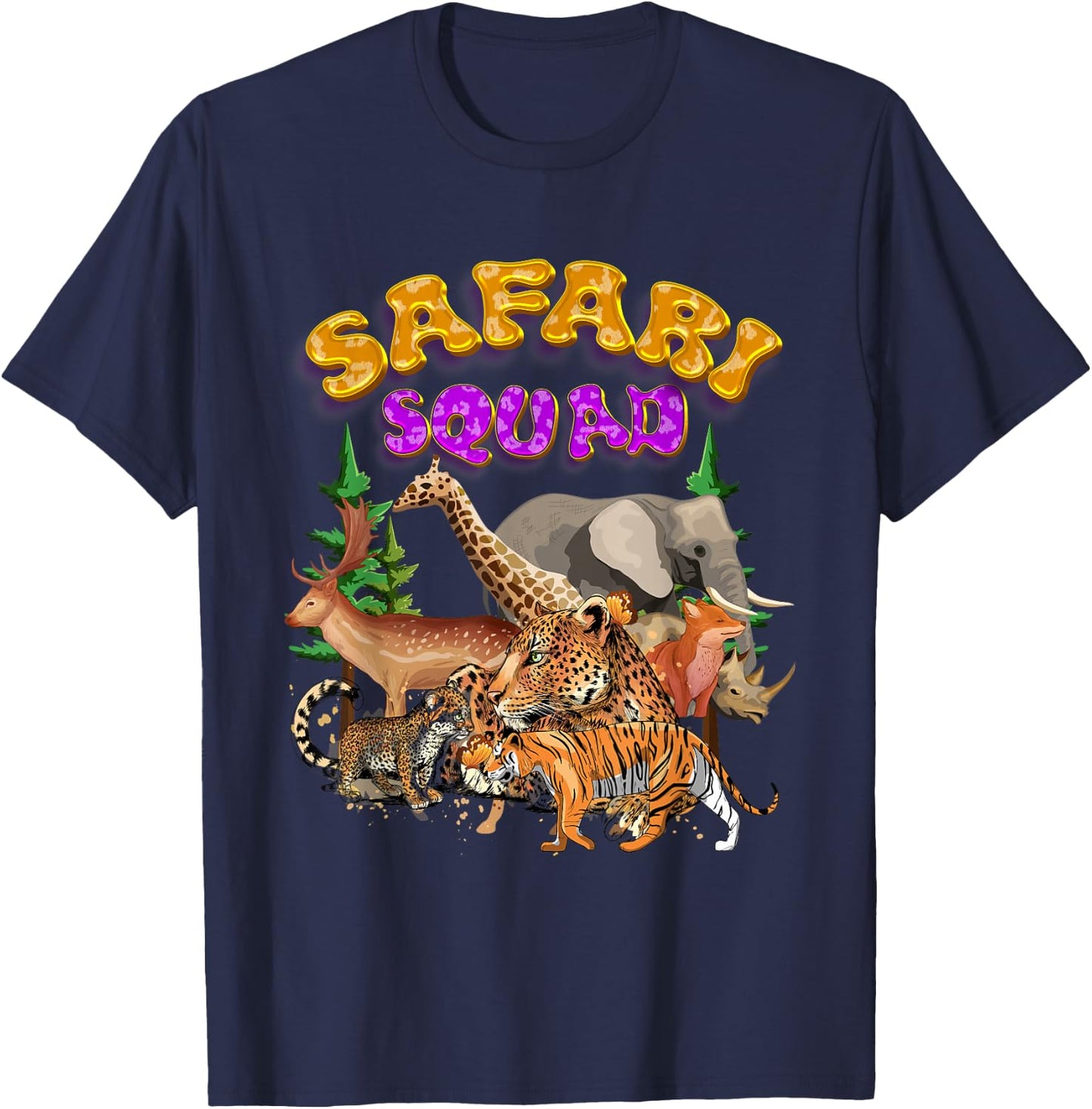 Safari Squad Animals Zoo Lovers Wildlife Jungle Zoologist T-Shirt - T-Shirt | Navy