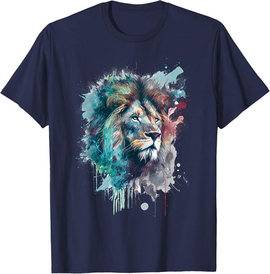 Lion Colorful Design T-Shirt - T-Shirt | Navy