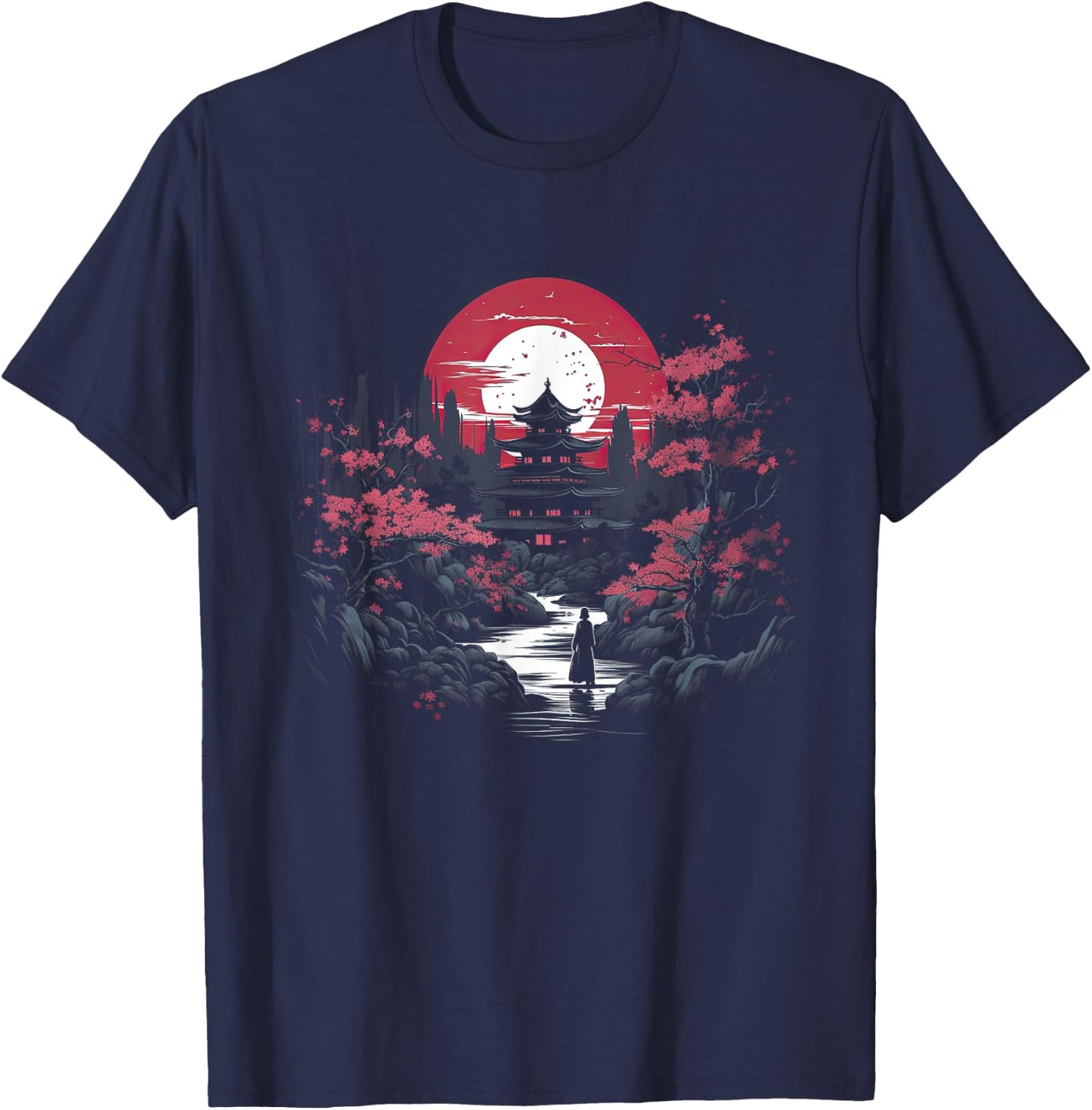 Japanese Landscape Cherry blossoms Martial arts T-Shirt - T-Shirt | Navy
