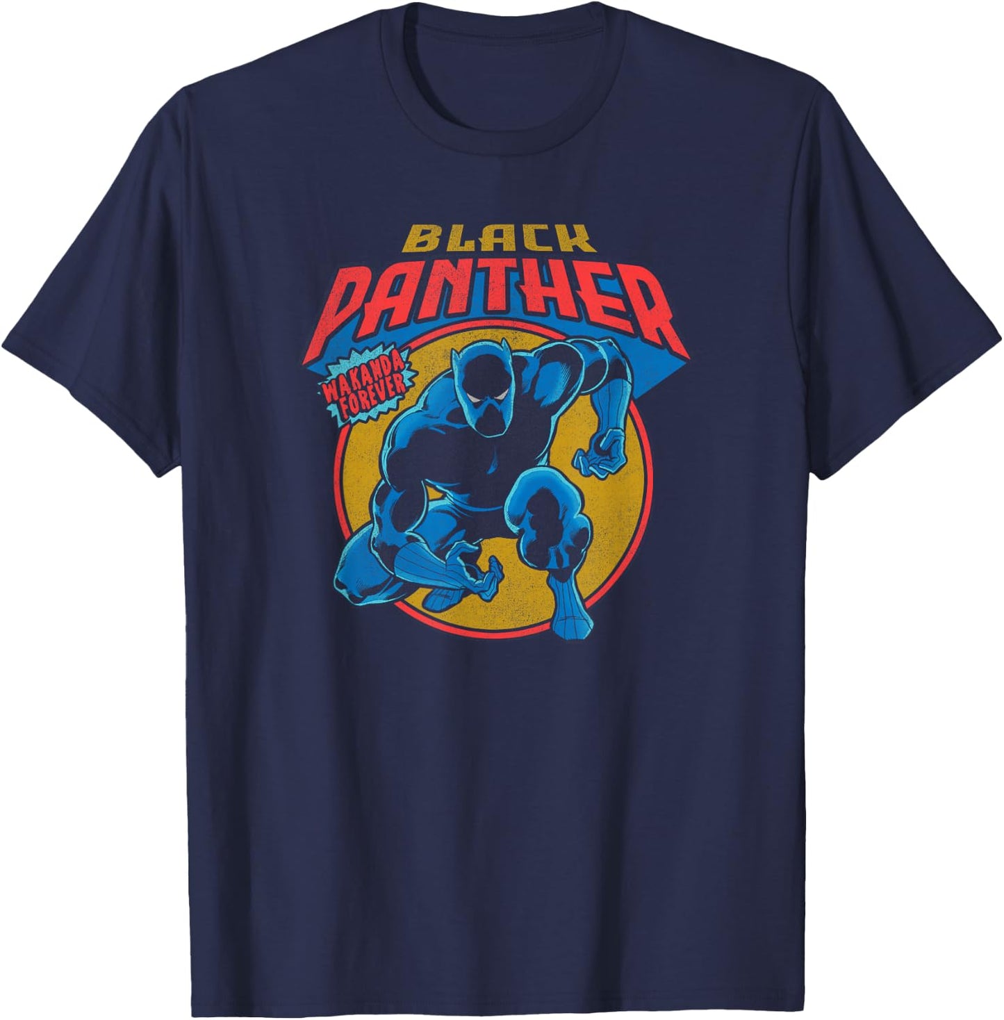 Marvel Avengers Vintage Black Panther Comic Wakanda Forever T-Shirt - T-Shirt | Navy