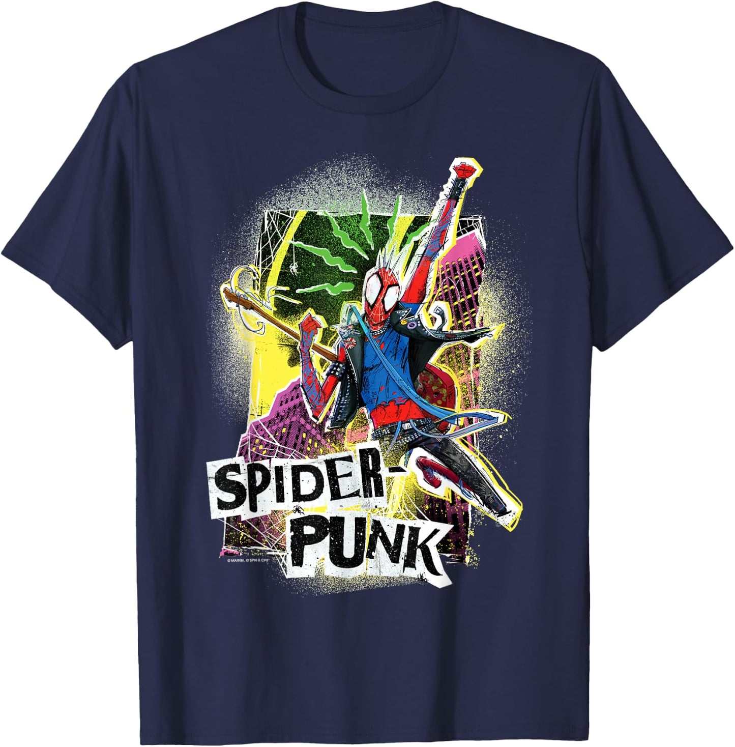 Marvel Spider-Man: Across The Spider-Verse Spider-Punk Pose T-Shirt - T-Shirt | Navy