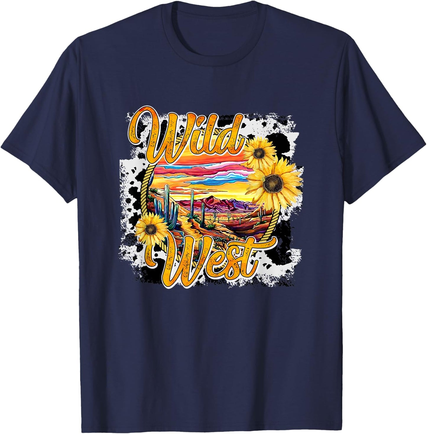Wild West Sunflower, Desert Vibes Cactus T-Shirt - T-Shirt | Navy