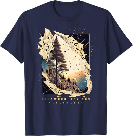 Glenwood Springs Colorado Vintage Forest T-Shirt - T-Shirt | Navy