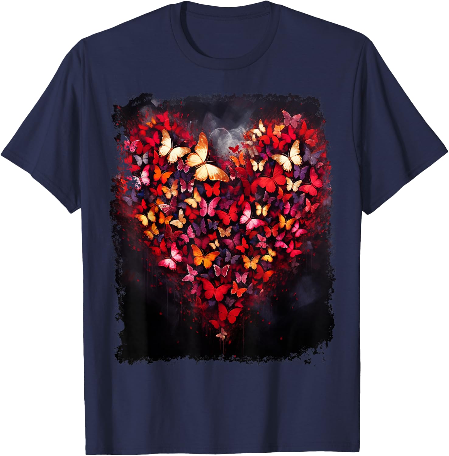 Butterfly Valentines Day T-Shirt - T-Shirt | Navy