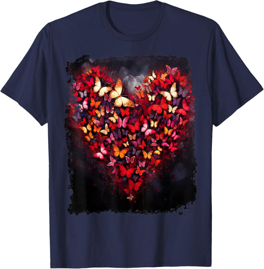 Butterfly Valentines Day T-Shirt - T-Shirt | Navy