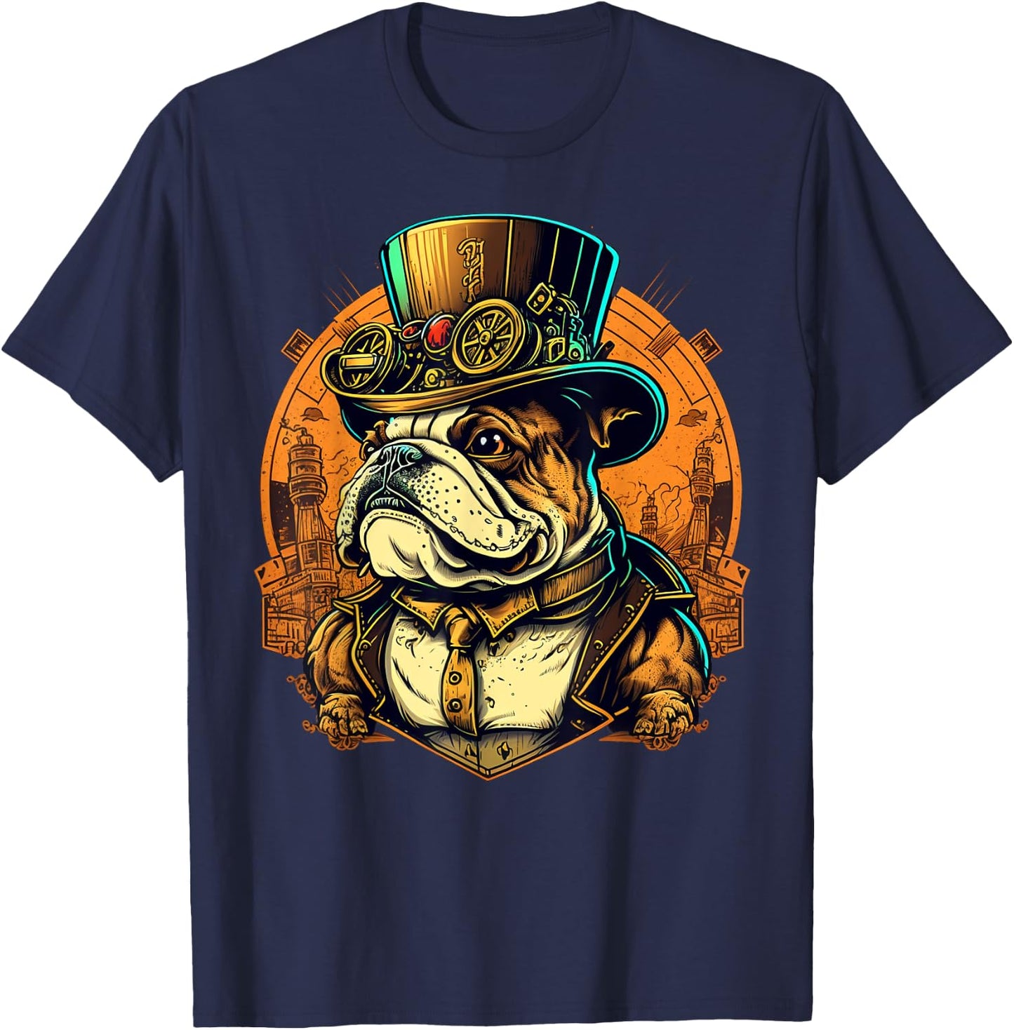 Steampunk Bulldog Women Kids T-Shirt - T-Shirt | Navy