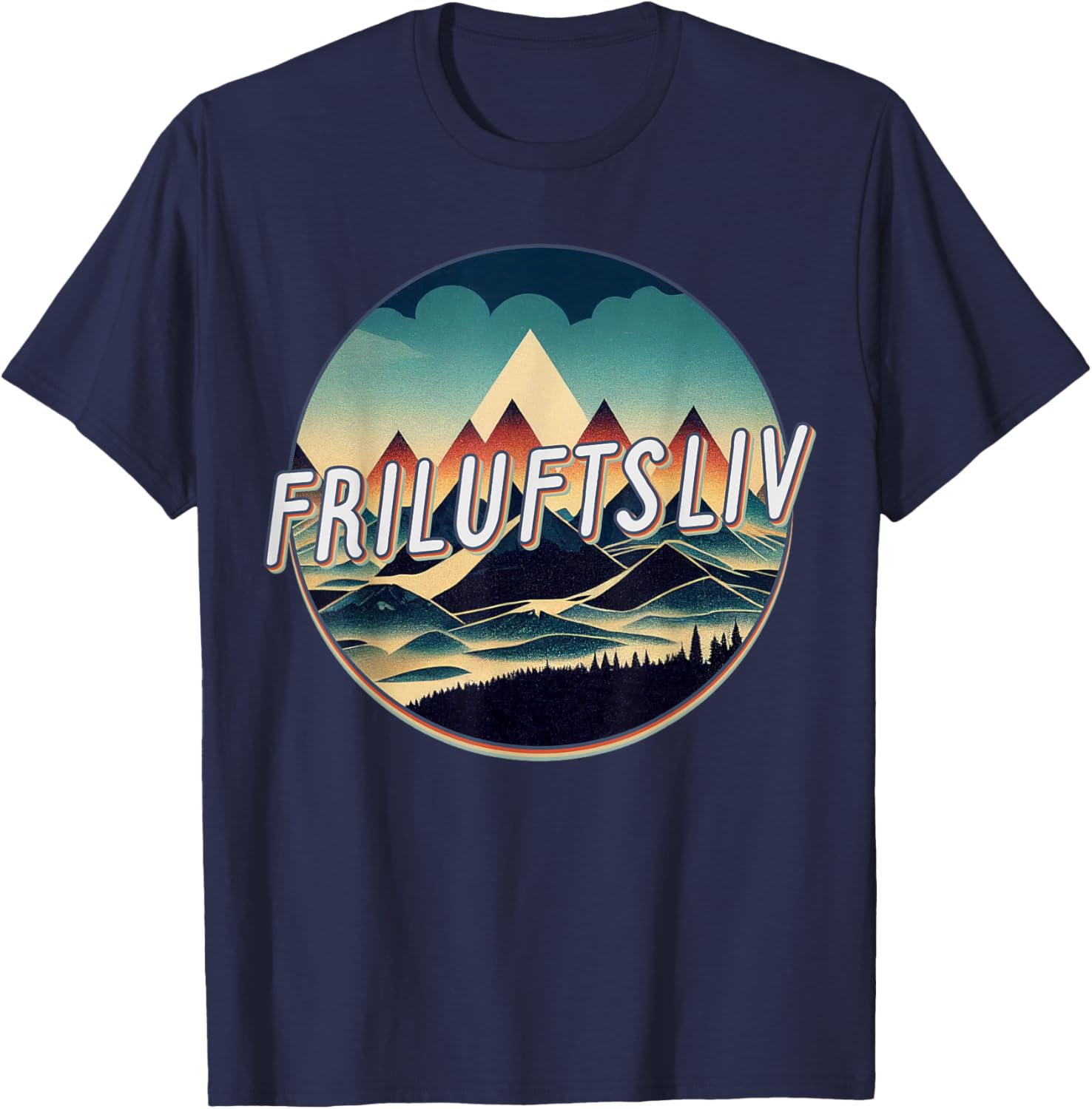 Retro Vintage Friluftsliv Love Outdoors Norwegian T-Shirt - T-Shirt | Navy
