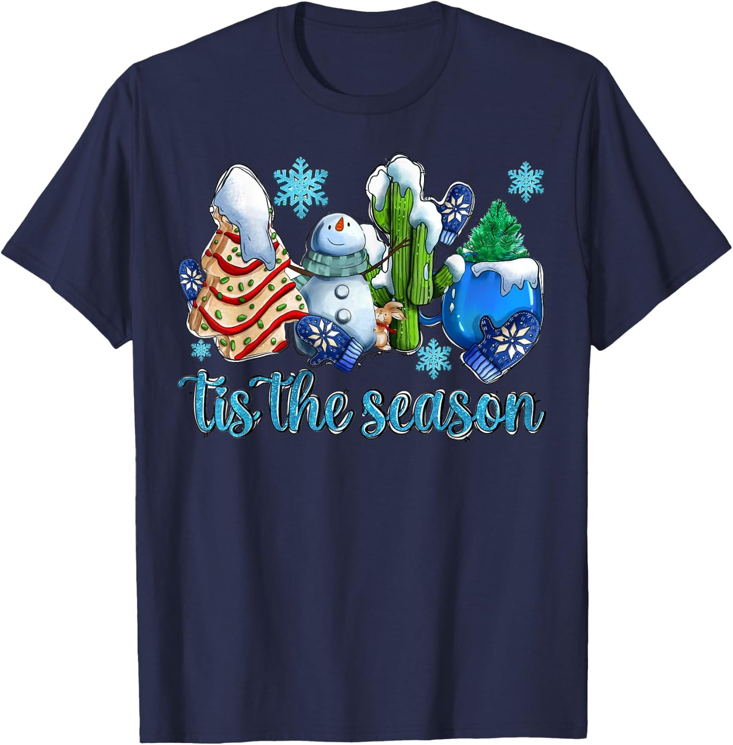 Tis The Season Winter And Snowman Christmas Family Matching T-Shirt - T-Shirt | Navy