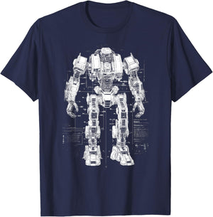 Mech Robot Design/Sketch/Drawing T-Shirt - T-Shirt | Navy