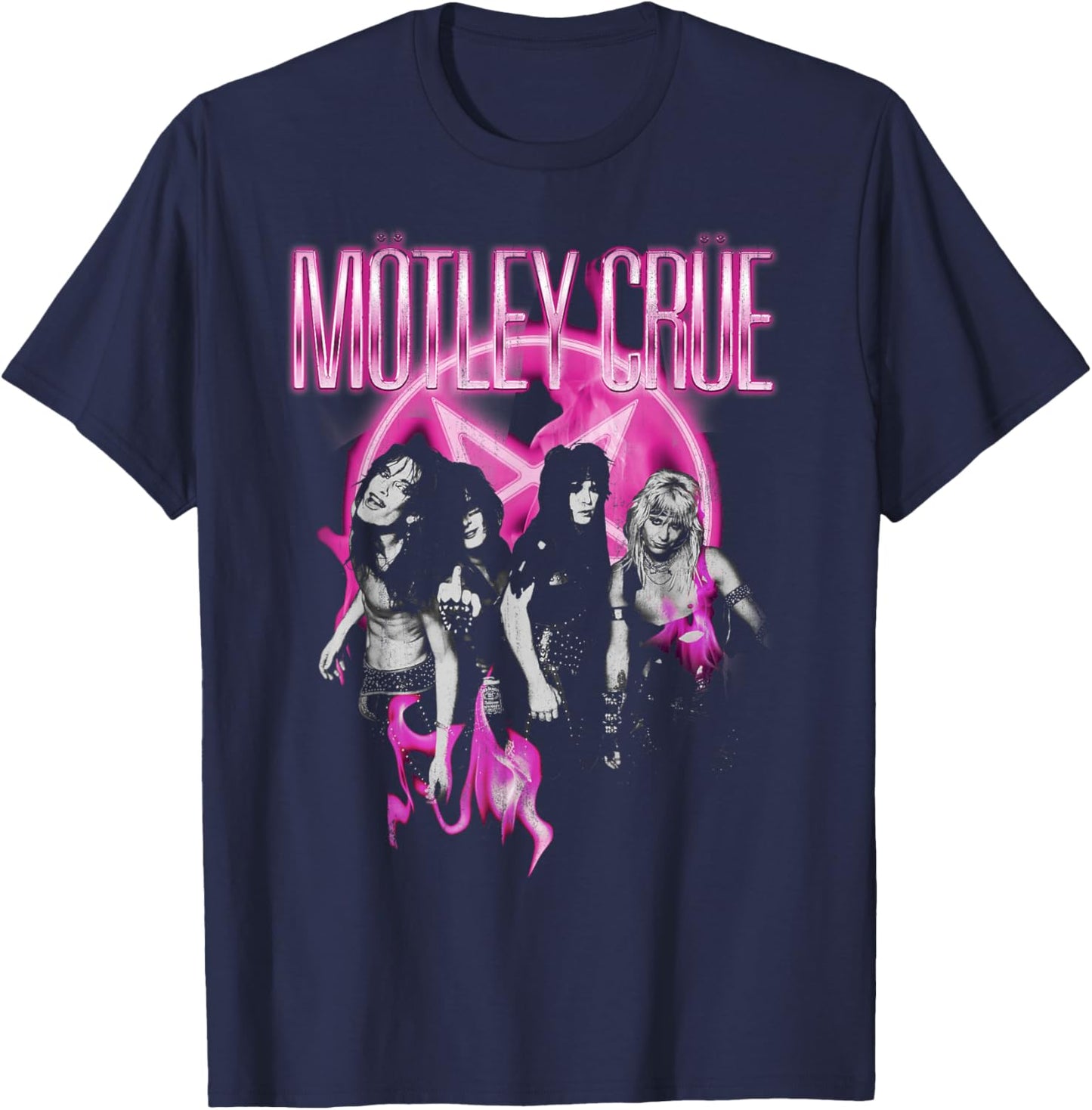 Mötley Crüe – Shout Neon Pink T-Shirt - T-Shirt | Navy