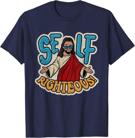 Vintage Self Righteous! Righteous Jesus T-Shirt - T-Shirt | Navy