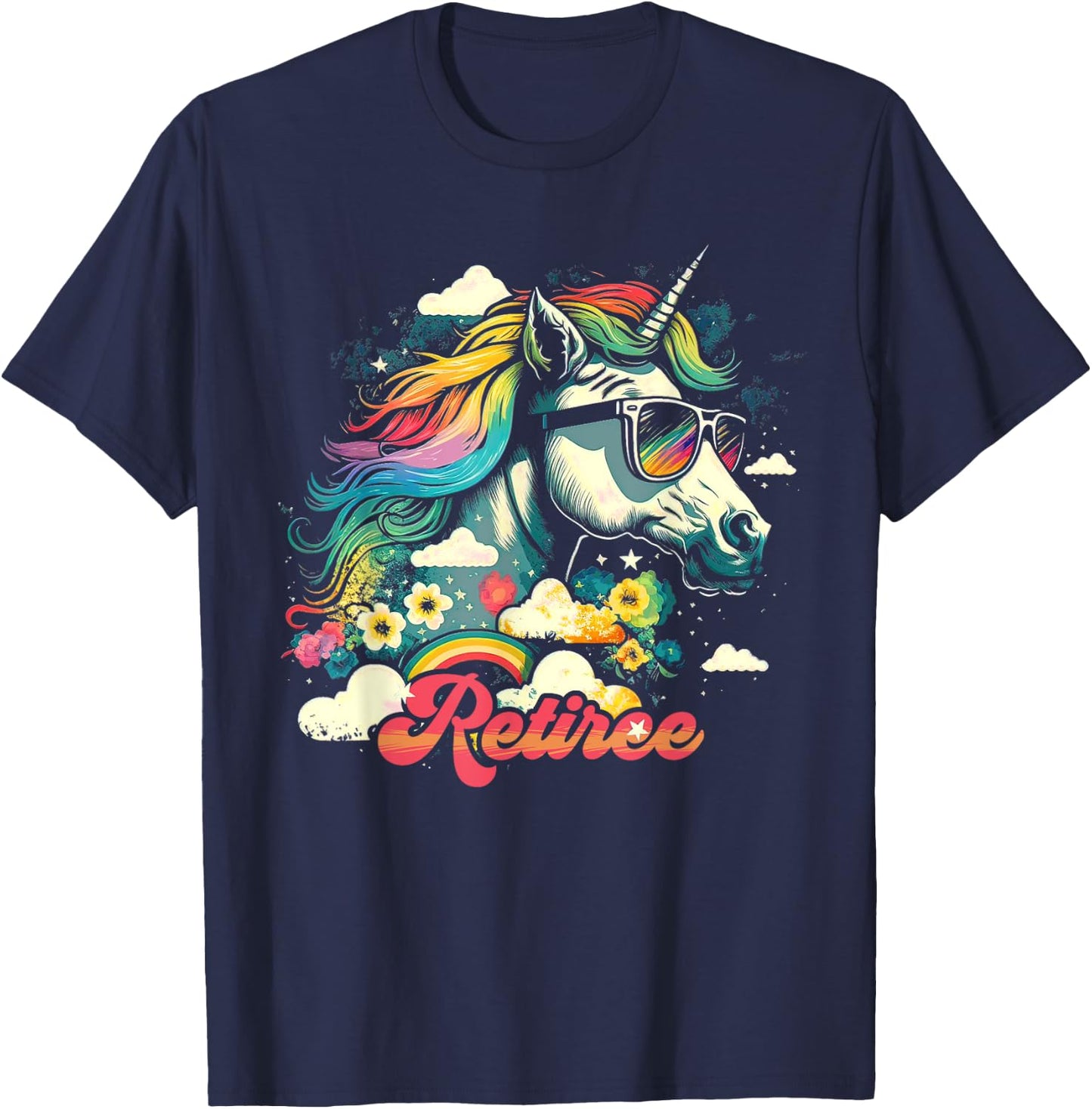 Rainbow Unicorn Retiree | Retirement T-Shirt - T-Shirt | Navy