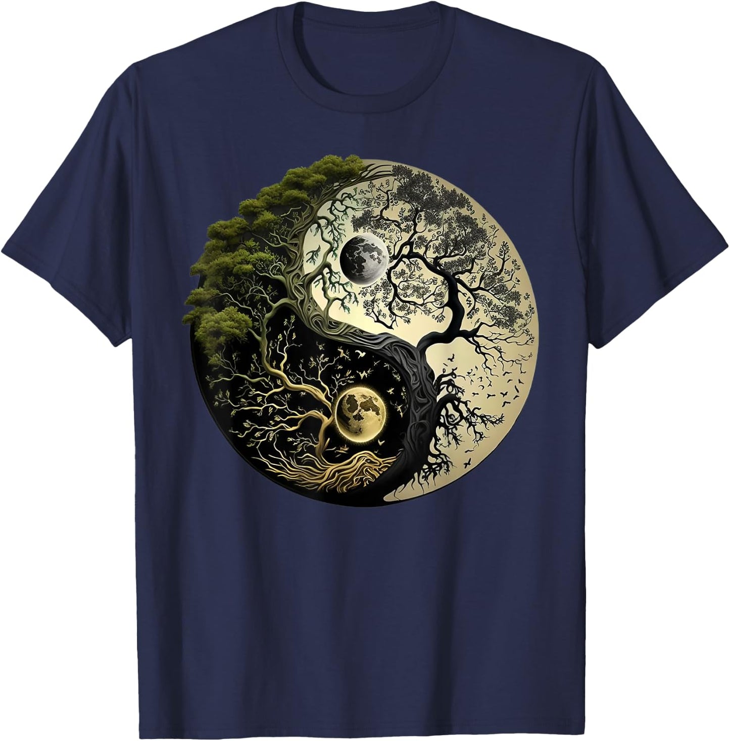 Yin Yang Tree of Life Funny T-Shirt - T-Shirt | Navy