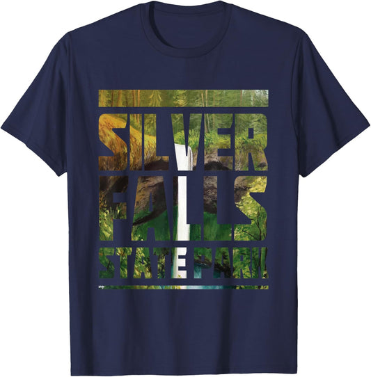 Silver Falls State Park Waterfall Souvenir Camping Hiking T-Shirt - T-Shirt | Navy