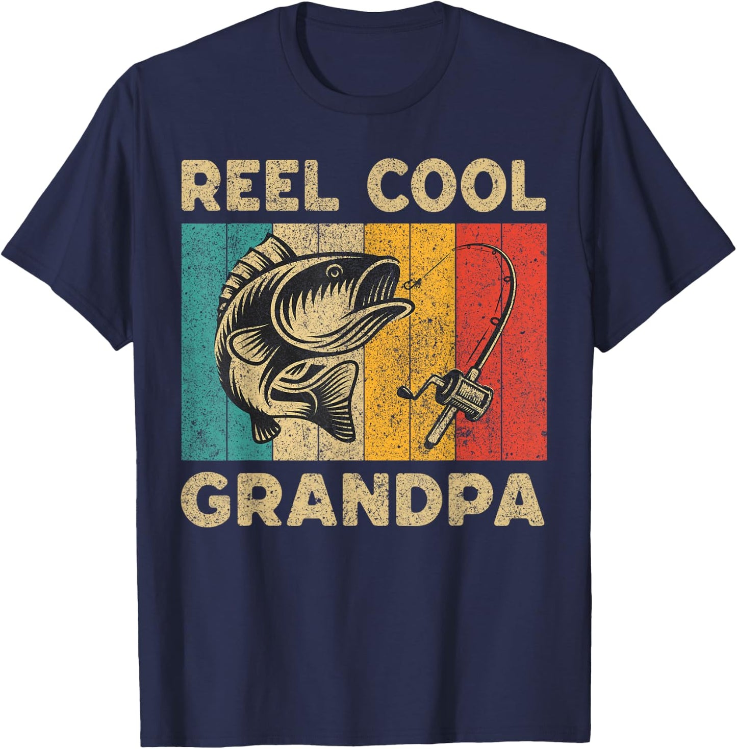 Father's Day Present Funny Fishing Reel Cool Grandpa T-Shirt - T-Shirt | Navy