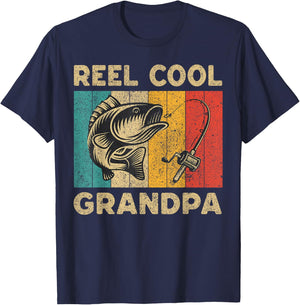 Father's Day Present Funny Fishing Reel Cool Grandpa T-Shirt - T-Shirt | Navy