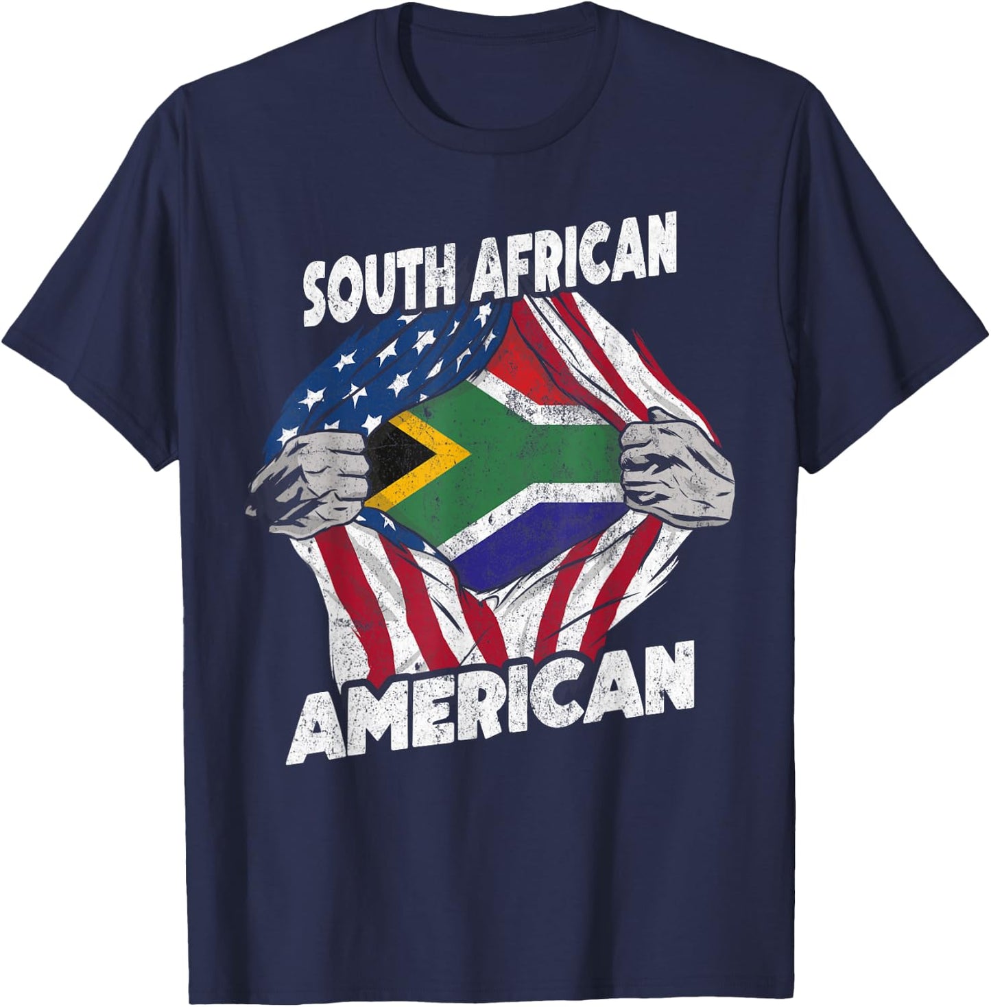 South African And American Flag South Africa Proud T-Shirt - T-Shirt | Navy