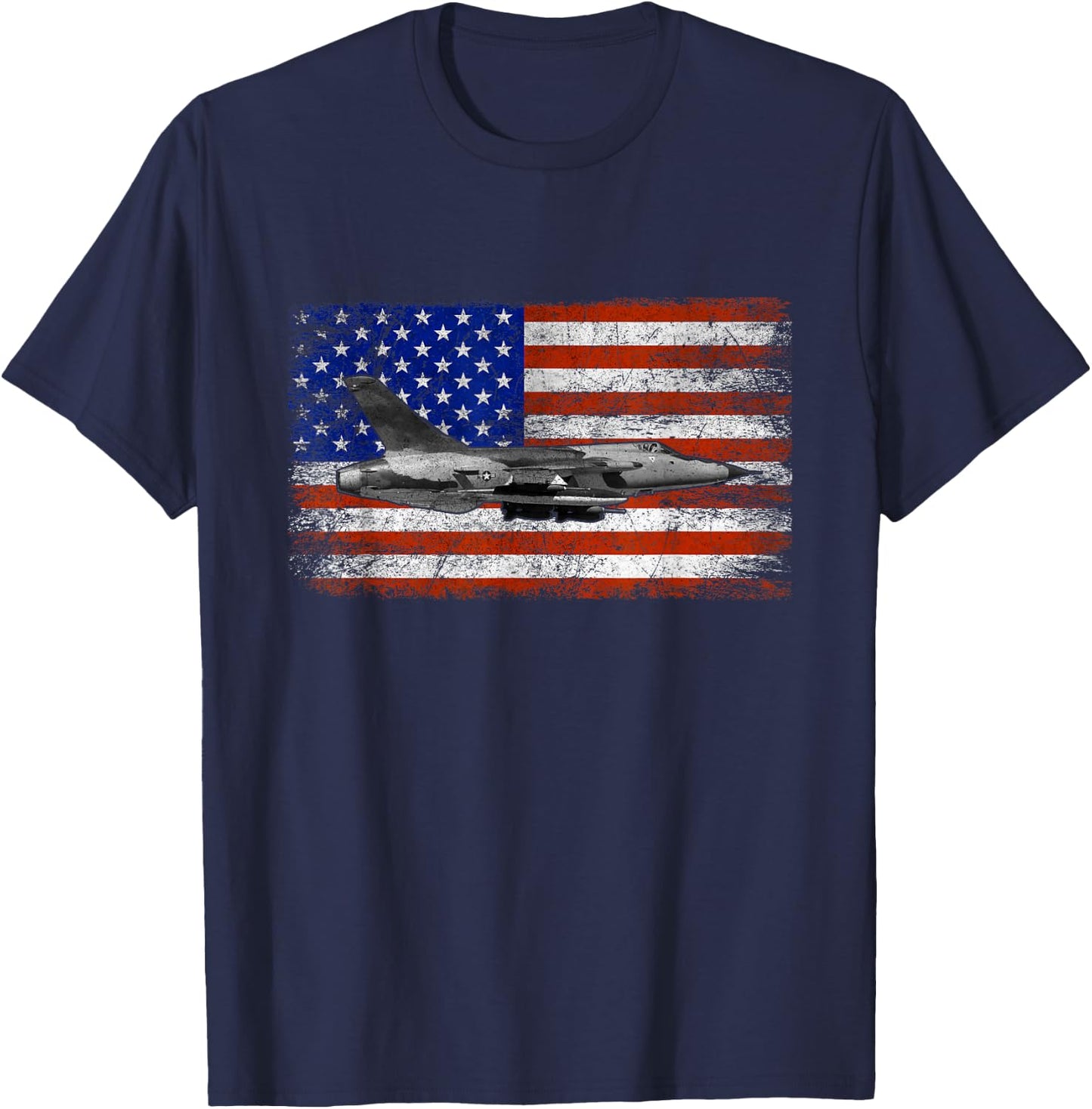 F-105 Thunderchief Airplane Vintage Flag T-Shirt - T-Shirt | Navy