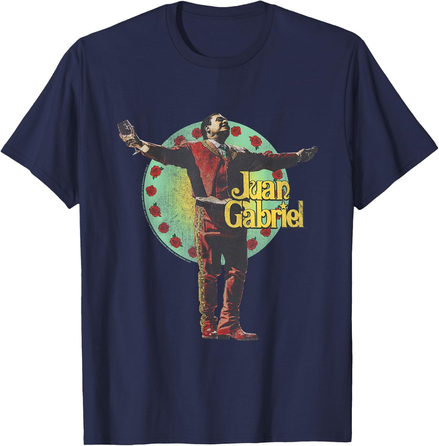 Juan Gabriel Red Suit and Wine Glass T-Shirt - T-Shirt | Navy
