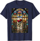 Stained-Glass Style Floral Art Flowers Surreal Print T-Shirt - T-Shirt | Navy